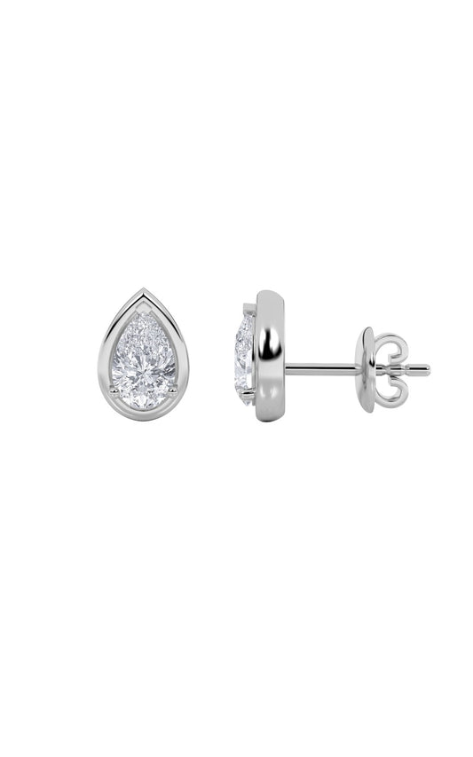 2Cttw Pear Shaped Lab Grown Diamond (F/VS) Stud Earrings in 14K Gold