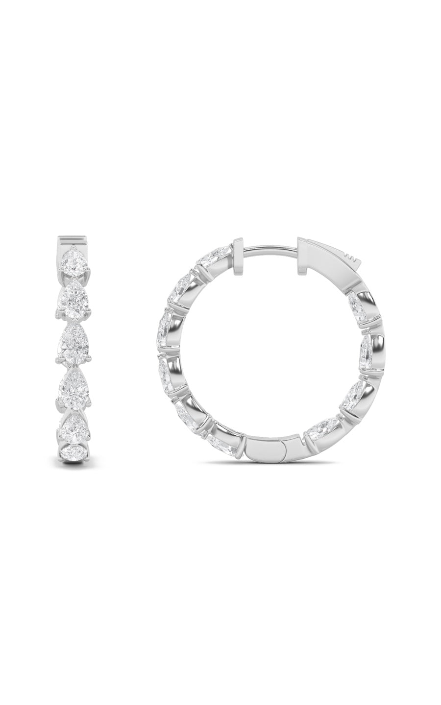 4Cttw Pear Shaped Lab Grown Diamond (F/VS) InsideOut Hoop Earrings in 14K Gold