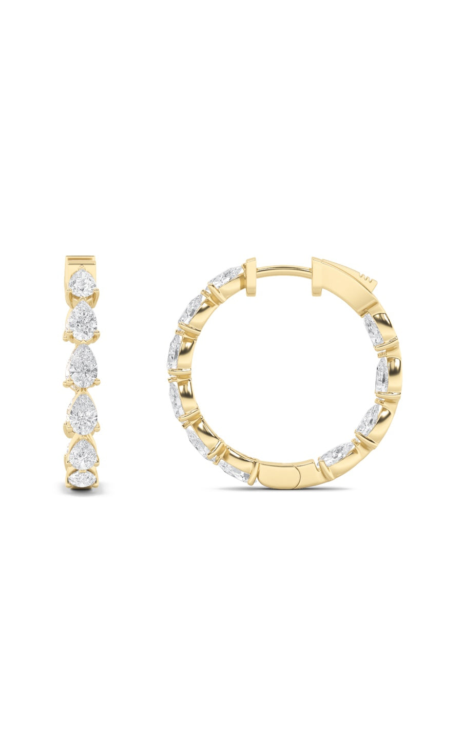 4Cttw Pear Shaped Lab Grown Diamond (F/VS) InsideOut Hoop Earrings in 14K Gold
