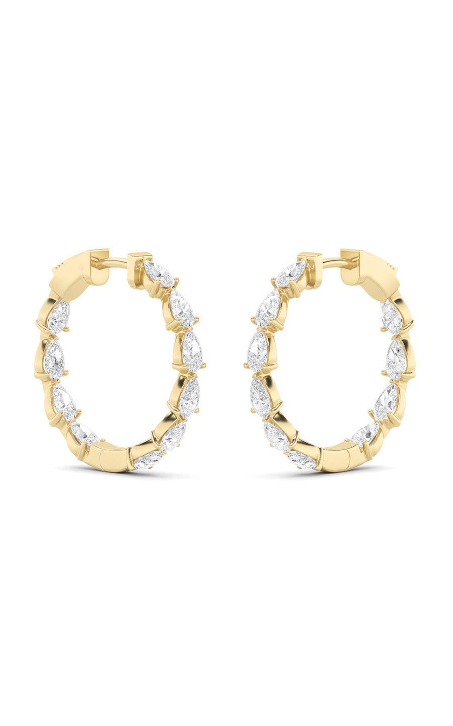 4Cttw Pear Shaped Lab Grown Diamond (F/VS) InsideOut Hoop Earrings in 14K Gold