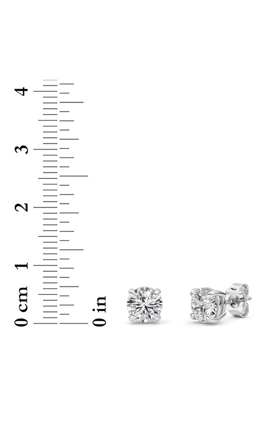 2Cttw Round Shaped Lab Grown Diamond 4 Prong StudEarrings in 14K Gold (F/VS)