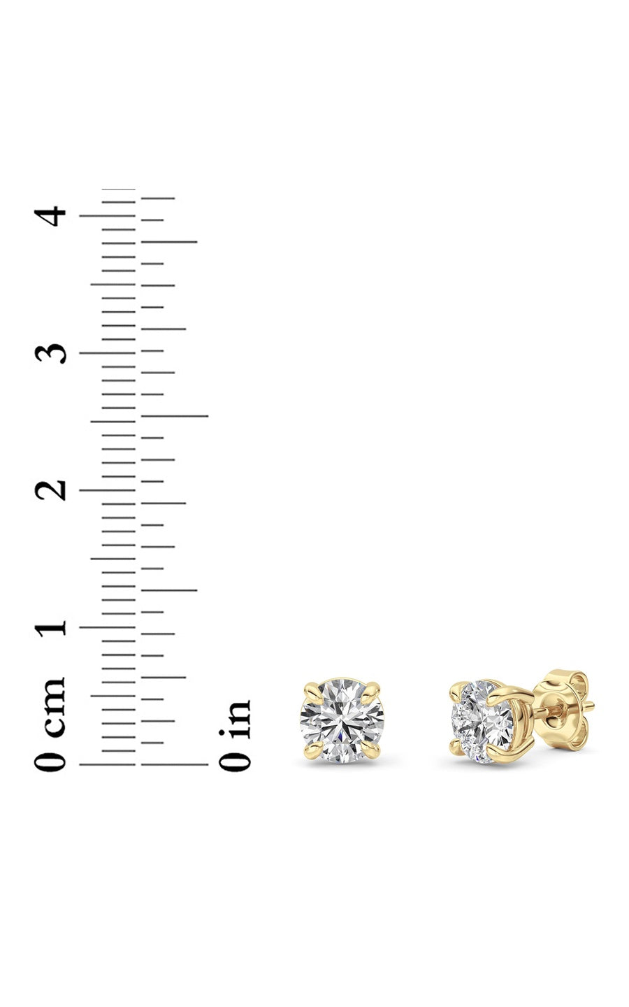 2Cttw Round Shaped Lab Grown Diamond 4 Prong StudEarrings in 14K Gold (F/VS)