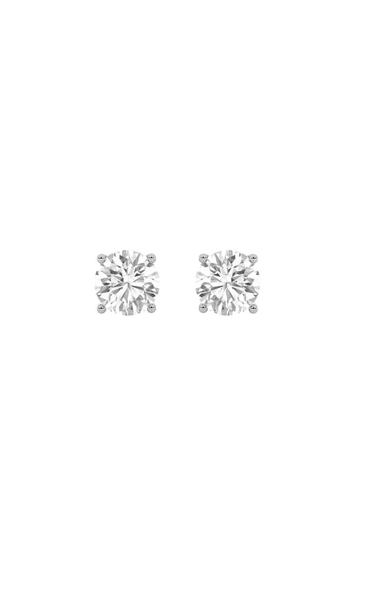4Cttw Round Shaped Lab Grown Diamond 4 Prong StudEarrings in 14K Gold (F/VS)