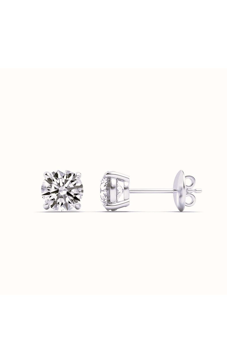 1Cttw Round Shaped Lab Grown Diamond (F/VS) Stud Earrings in 14K Gold
