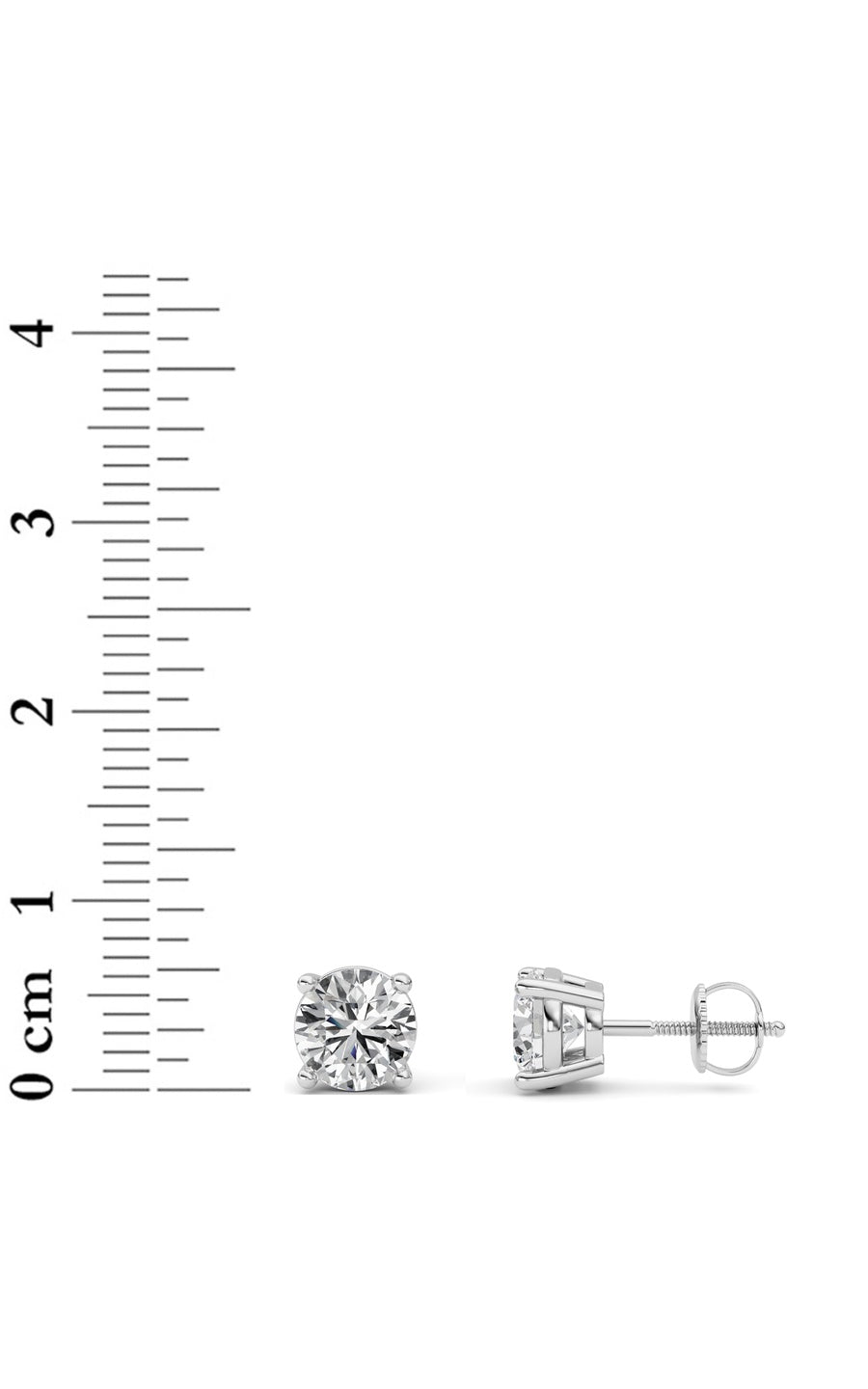 2Cttw Round Shaped Lab Grown Diamond (F/VS) Stud Earrings in 14K Gold