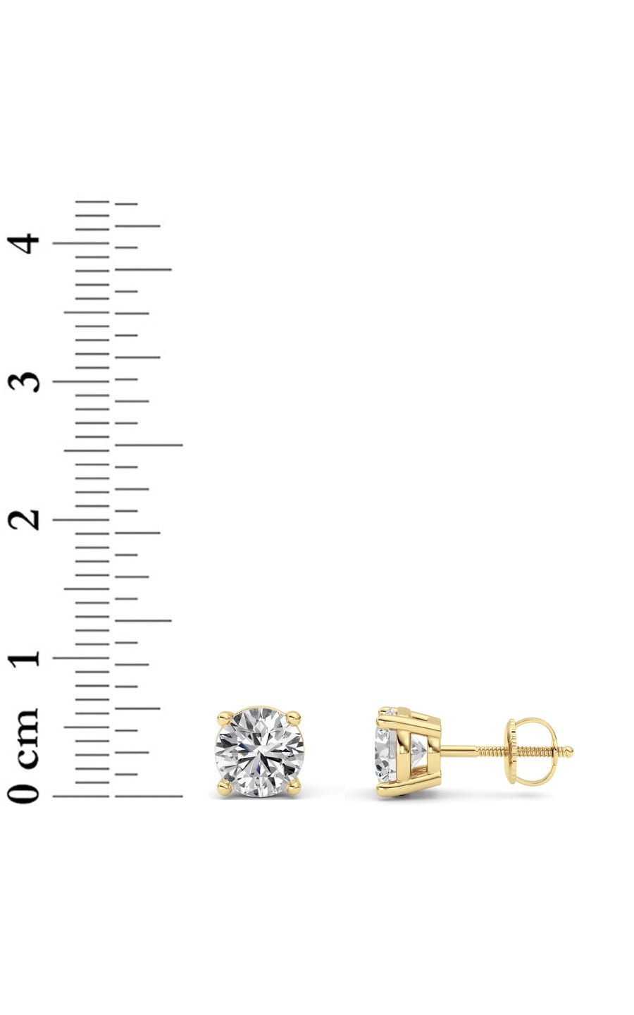 2Cttw Round Shaped Lab Grown Diamond (F/VS) Stud Earrings in 14K Gold