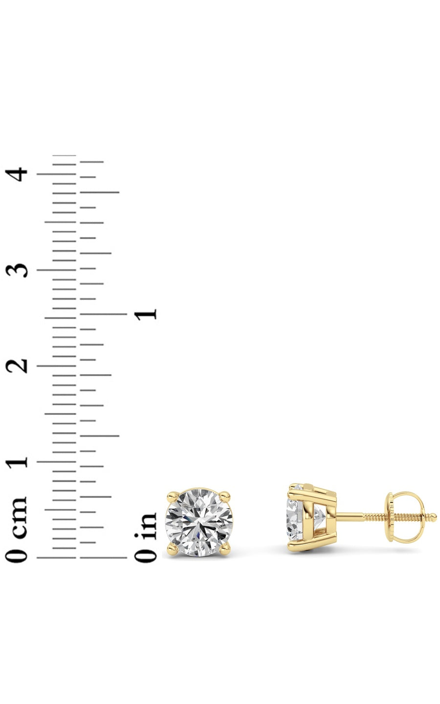3Cttw Round Shaped Lab Grown Diamond (F/VS) Stud Earrings in 14K Gold