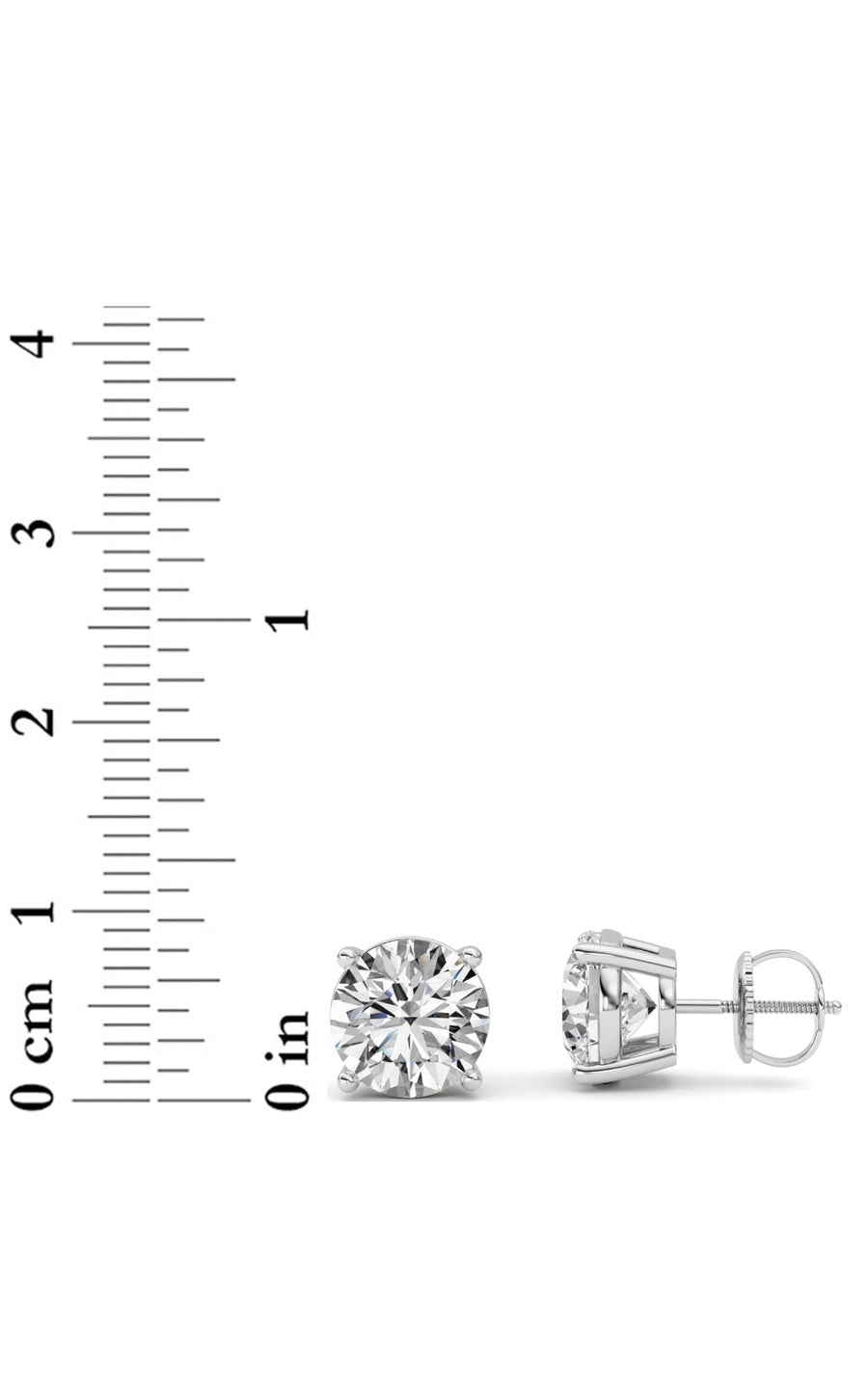 5Cttw Round Shaped Lab Grown Diamond (F/VS) Stud Earrings in 14K White Gold