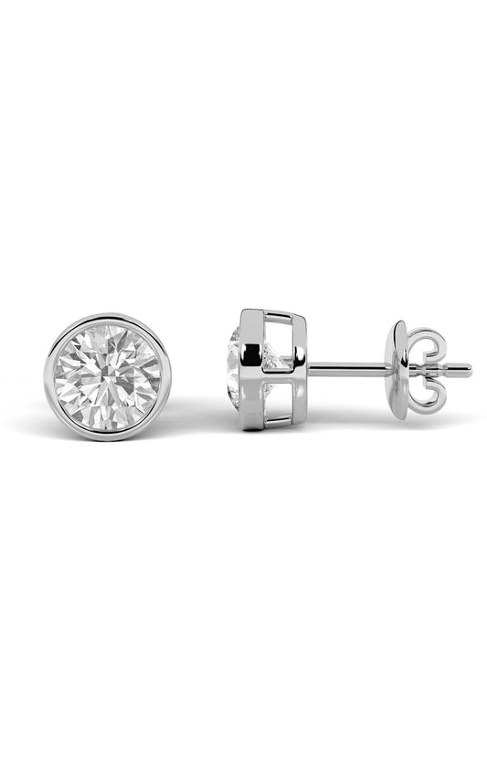 4Cttw Round Shaped Lab Grown Diamond (F/VS) Stud Earrings in 14K Gold