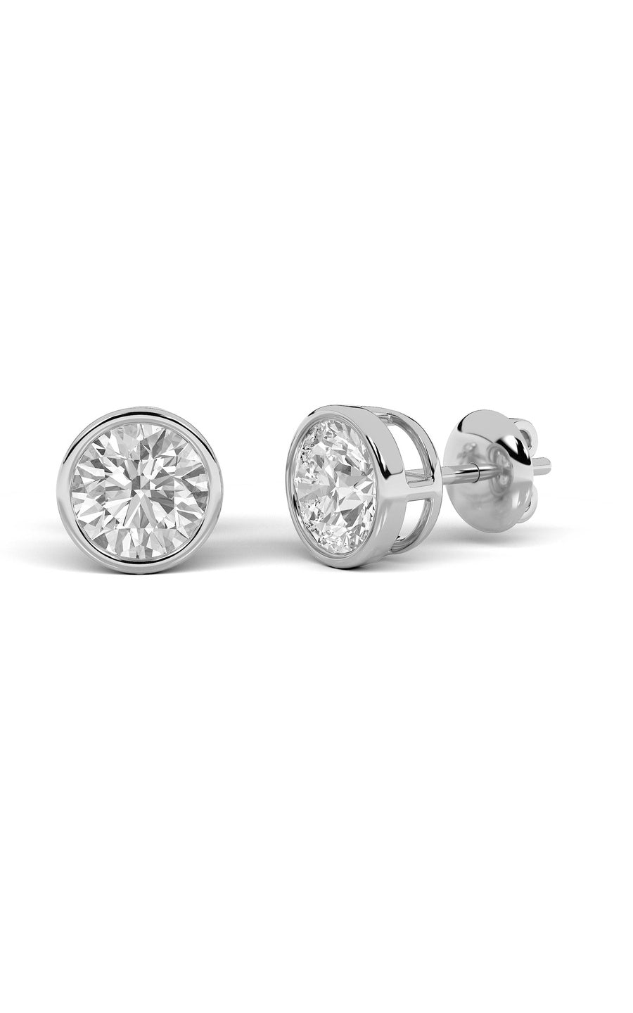 4Cttw Round Shaped Lab Grown Diamond (F/VS) Stud Earrings in 14K Gold