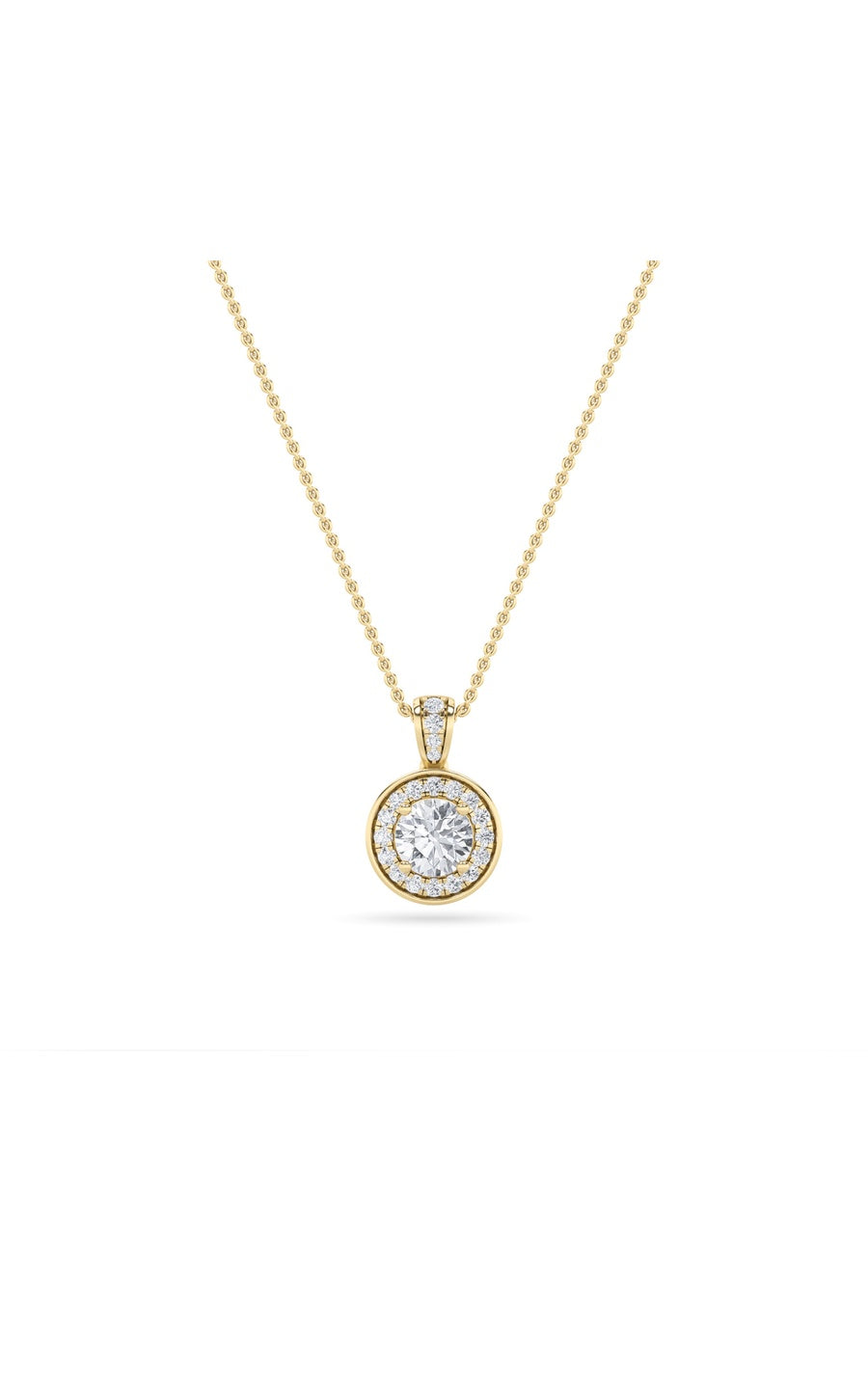 0.75Cttw Oval Shaped Lab Grown Diamond (F/VS) HaloPendant in 14K Gold