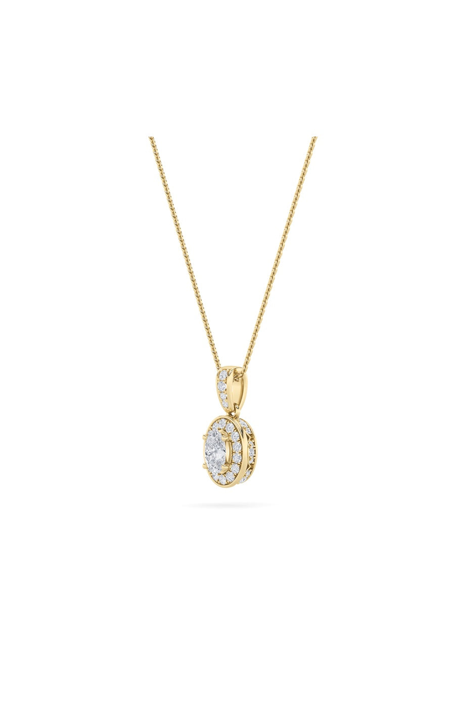 0.75Cttw Oval Shaped Lab Grown Diamond (F/VS) HaloPendant in 14K Gold