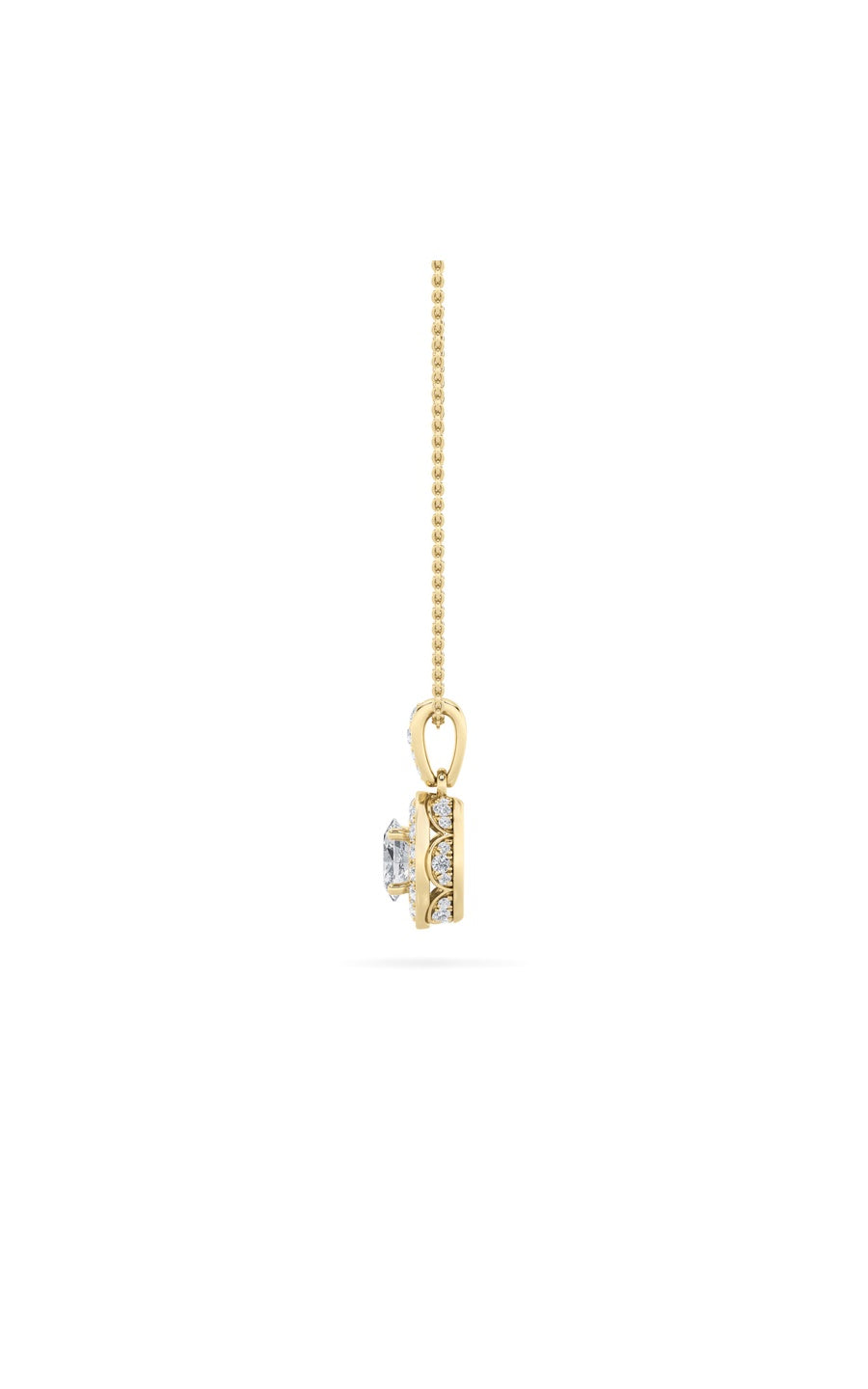 0.75Cttw Oval Shaped Lab Grown Diamond (F/VS) HaloPendant in 14K Gold