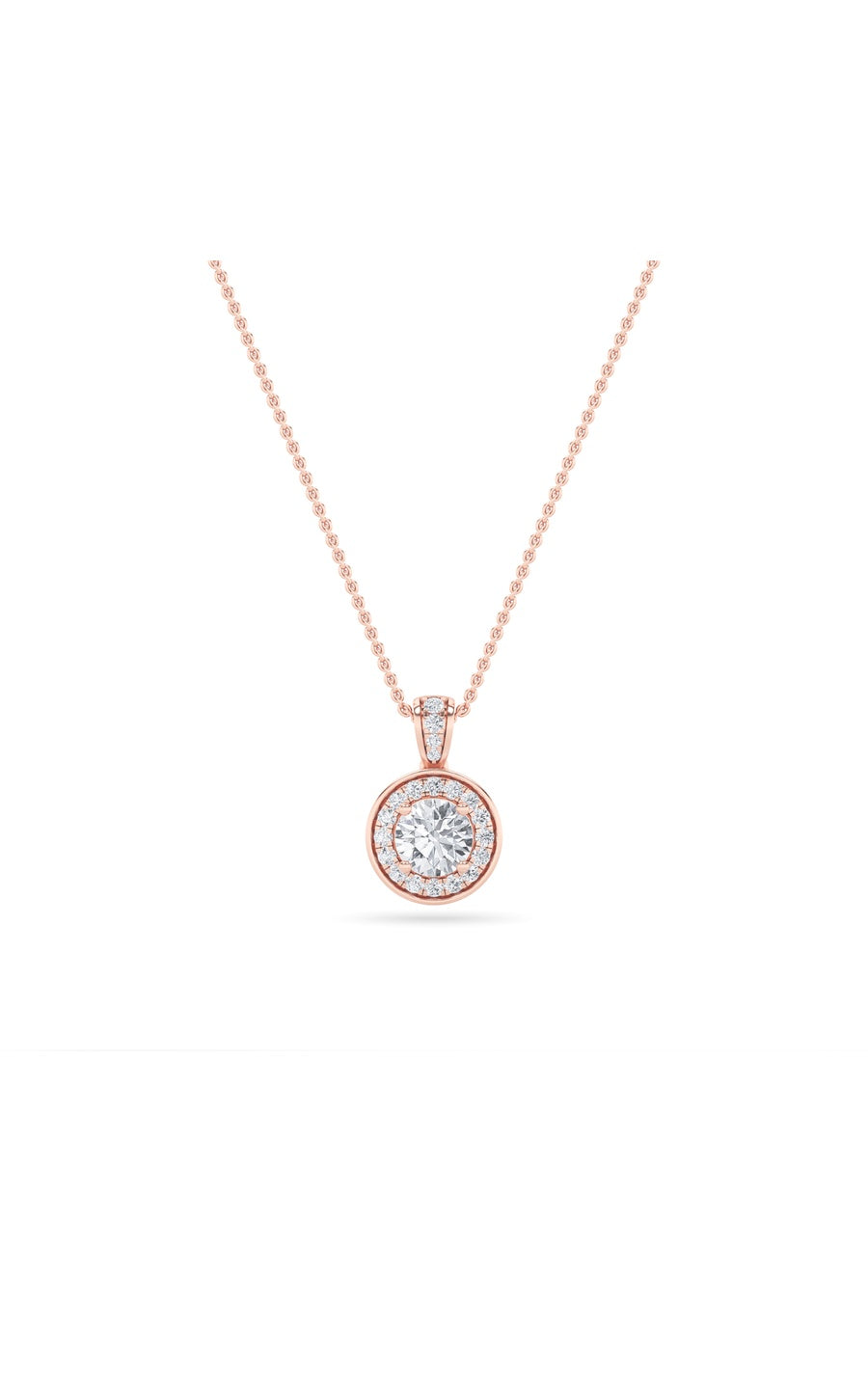 0.75Cttw Oval Shaped Lab Grown Diamond (F/VS) HaloPendant in 14K Gold