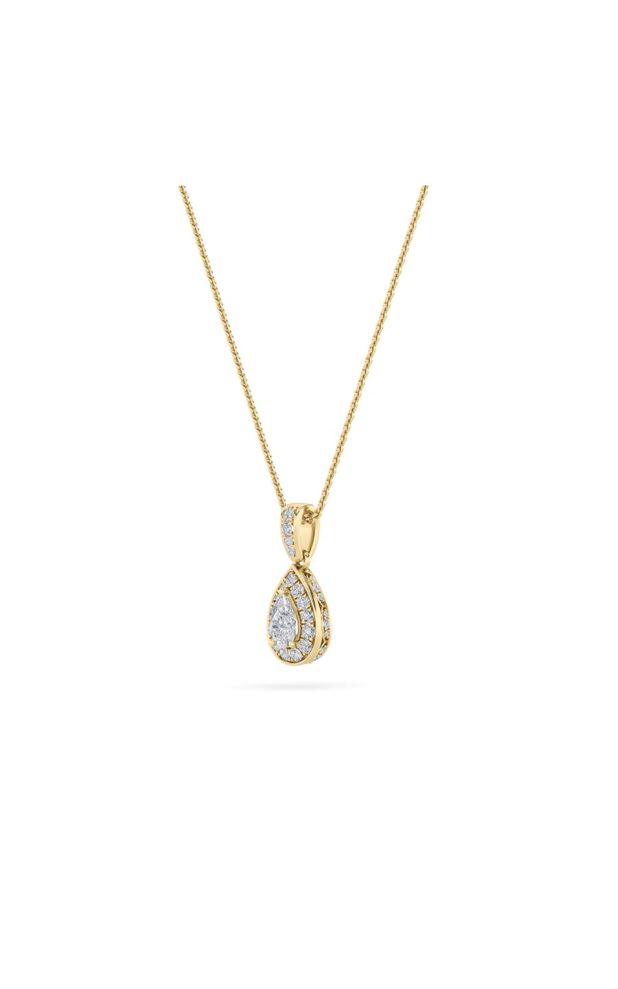 0.75Cttw Pear Shaped Lab Grown Diamond (F/VS) HaloPendant in 14K Gold