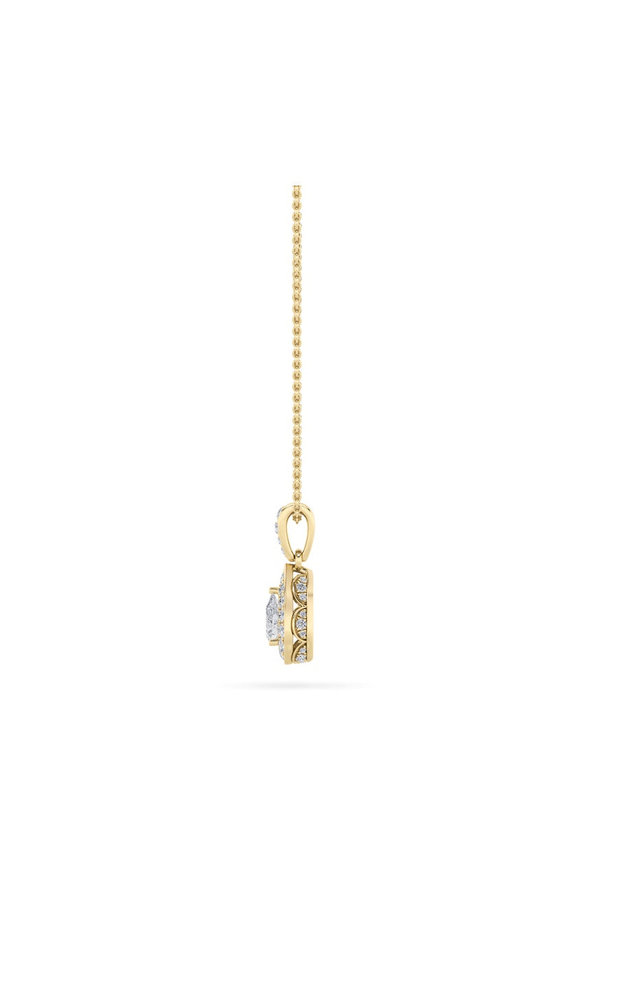 0.75Cttw Pear Shaped Lab Grown Diamond (F/VS) HaloPendant in 14K Gold