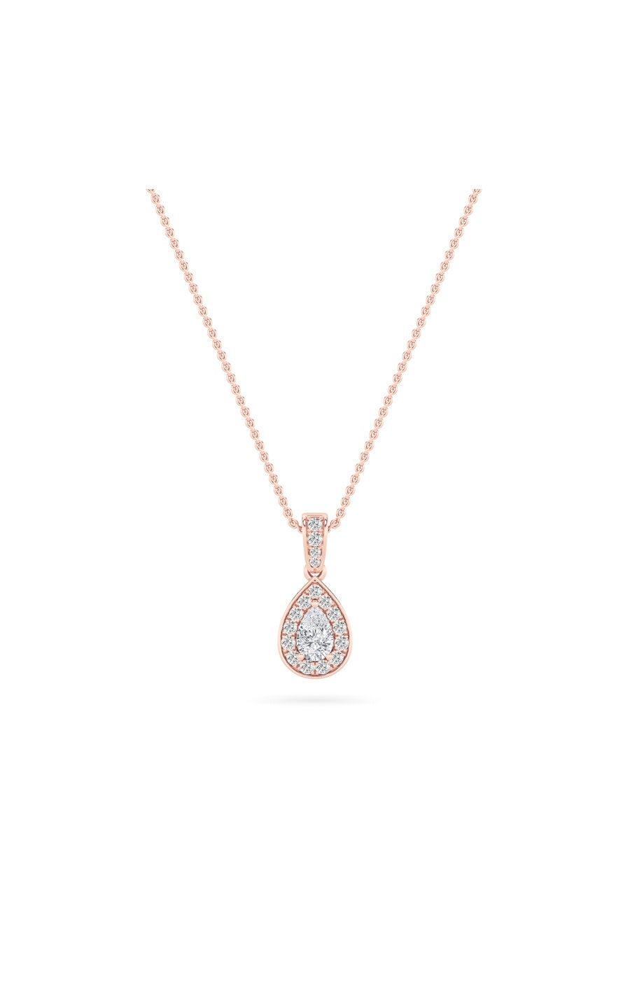 0.75Cttw Pear Shaped Lab Grown Diamond (F/VS) HaloPendant in 14K Gold