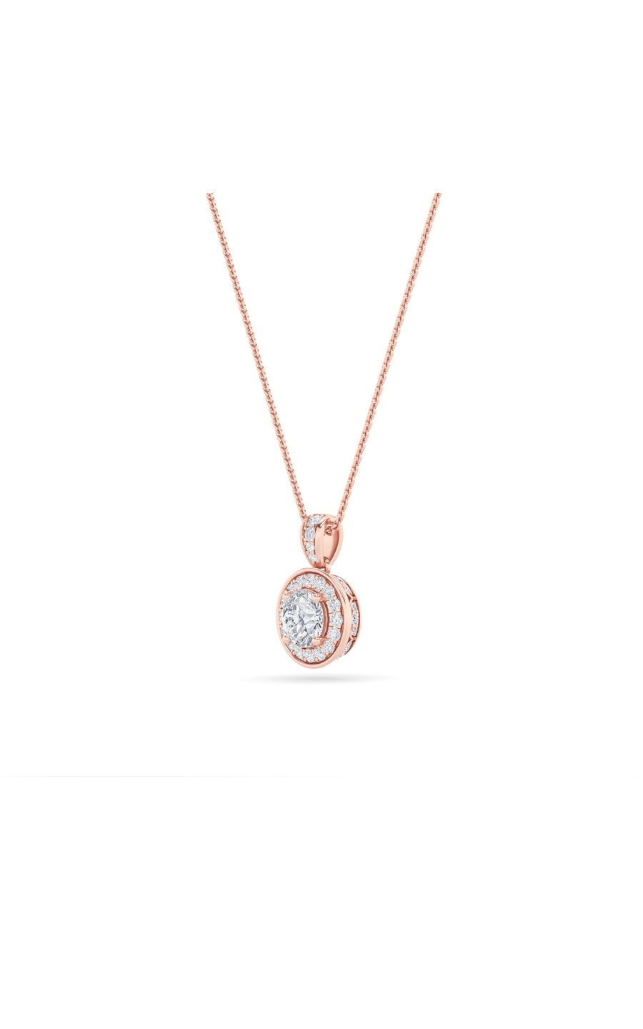 0.75Cttw Round Shaped Lab Grown Diamond (F/VS) Halo Pendant in 14K Gold