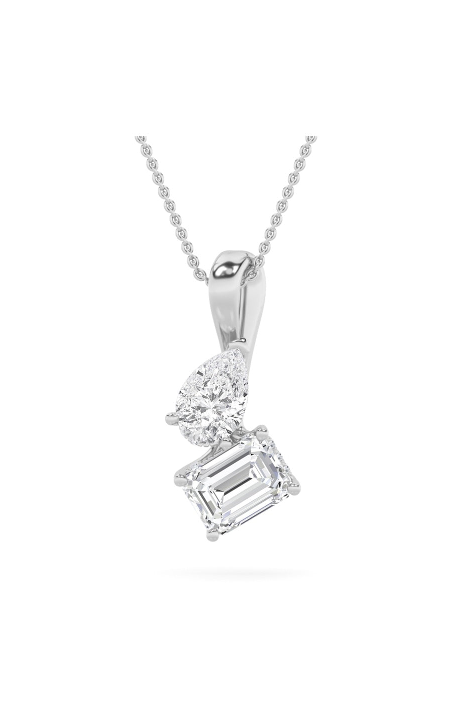 3Cttw Radiant Shaped Lab Grown Diamond (F/VS) TOI Et Moi Fashion Pendant in 14K Gold
