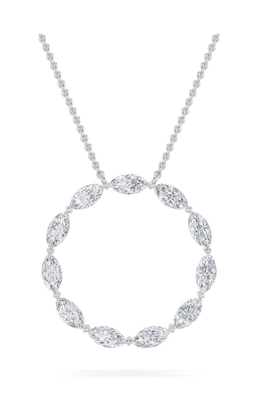 2.25Cttw Marquise Shaped Lab Grown Diamond (F/VS)Circle Necklace in 14K Gold