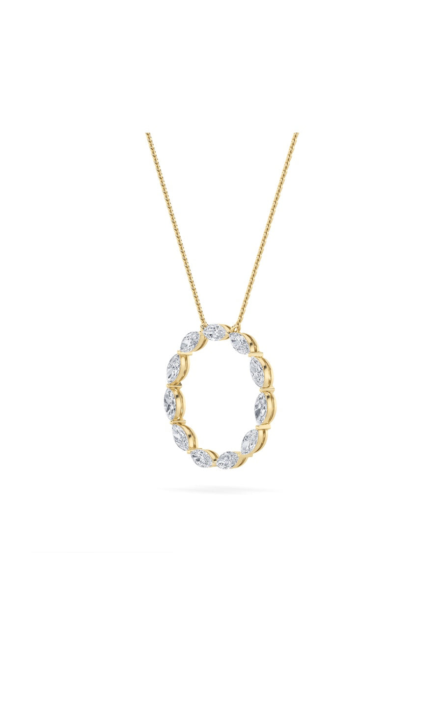 2.25Cttw Marquise Shaped Lab Grown Diamond (F/VS)Circle Necklace in 14K Gold