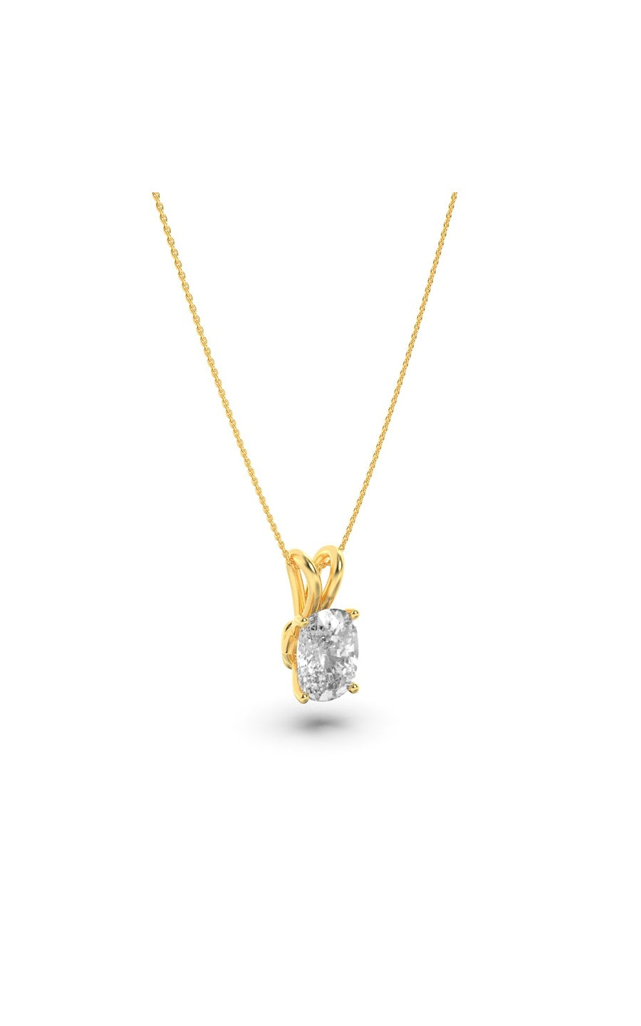 1Cttw Elongated Cushion Shaped Lab Grown Diamond (F/VS) Split Bale Solitaire Pendant in 14K Gold