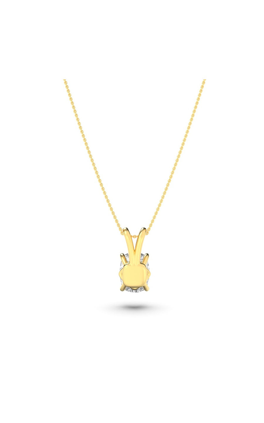 1CTW Elongated Cushion Shaped Lab Grown Diamond (F/VS) Split Bale Solitaire Pendant in 14K Gold