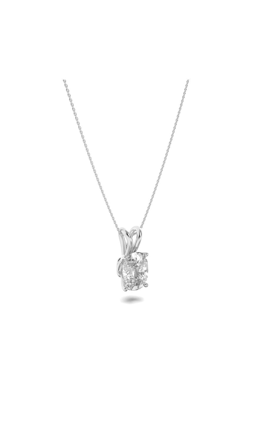 2Cttw Elongated Cushion Shaped Lab Grown Diamond (F/VVS) Split Bale Solitaire Pendant in 14K Gold