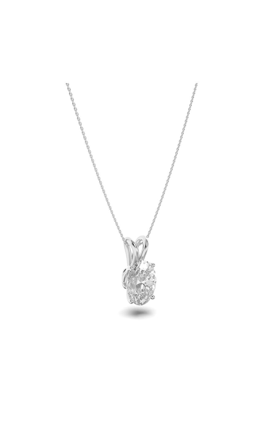 3Cttw Oval Shaped Lab Grown Diamond (F/VS) Split Bale Solitaire Pendant in 14K Gold
