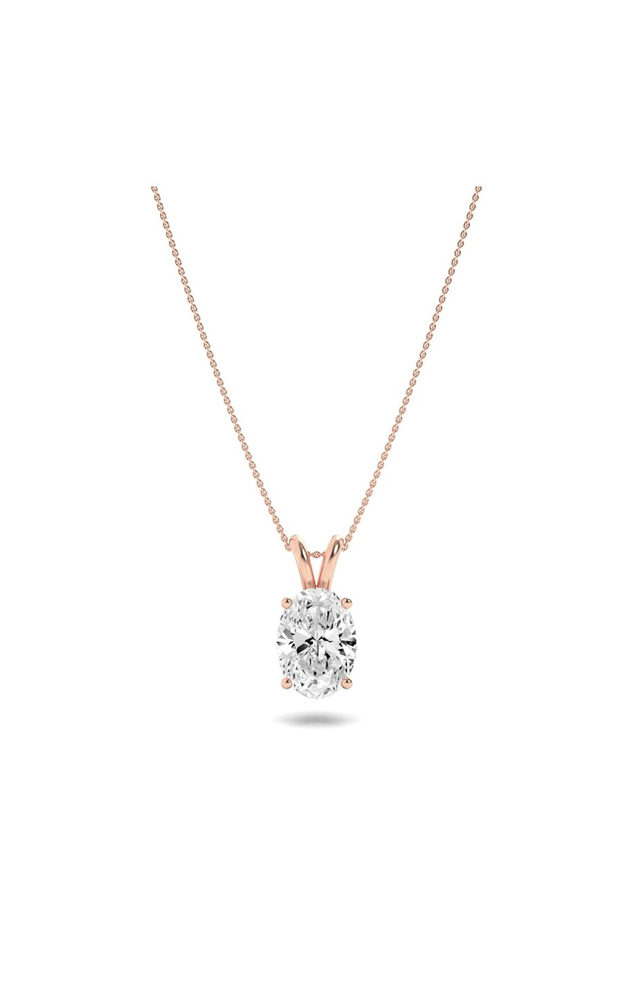 3Cttw Oval Shaped Lab Grown Diamond (F/VS) Split Bale Solitaire Pendant in 14K Gold