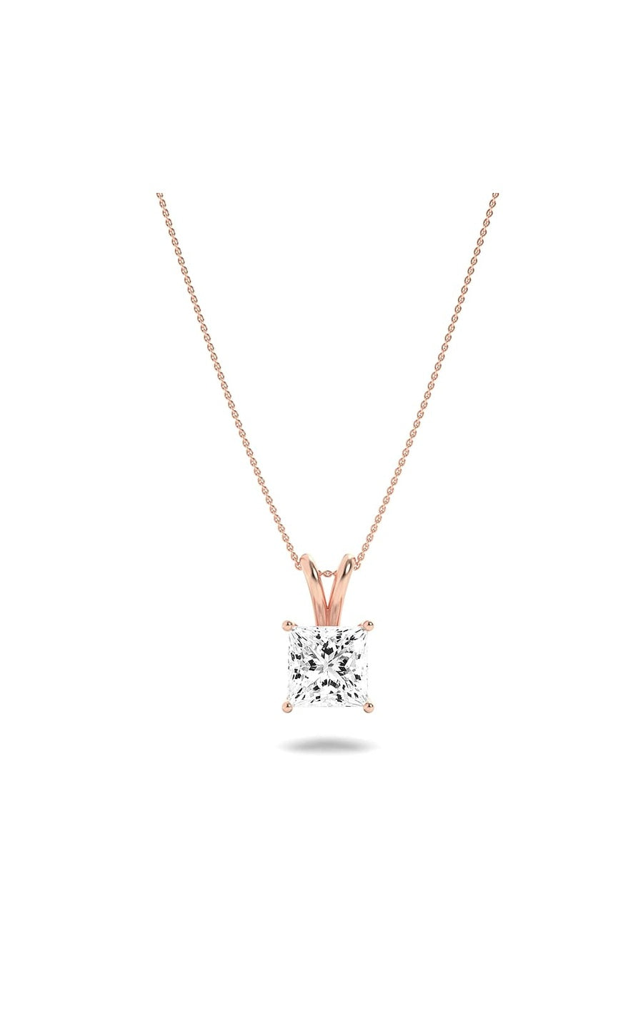 1Cttw Princess Shaped Lab Grown Diamond (F/VS) Split Bale Solitaire Pendant in 14K Gold