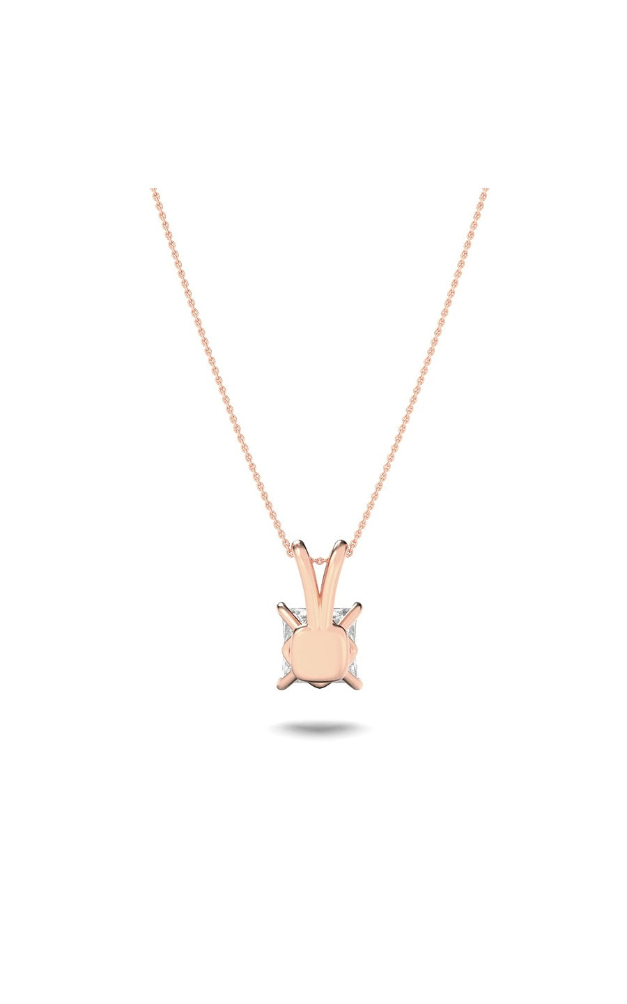 1Cttw Princess Shaped Lab Grown Diamond (F/VS) Split Bale Solitaire Pendant in 14K Gold