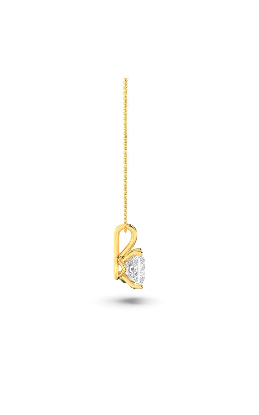 3Cttw Princess Shaped Lab Grown Diamond (F/VS) Split Bale Solitaire Pendant in 14K Gold
