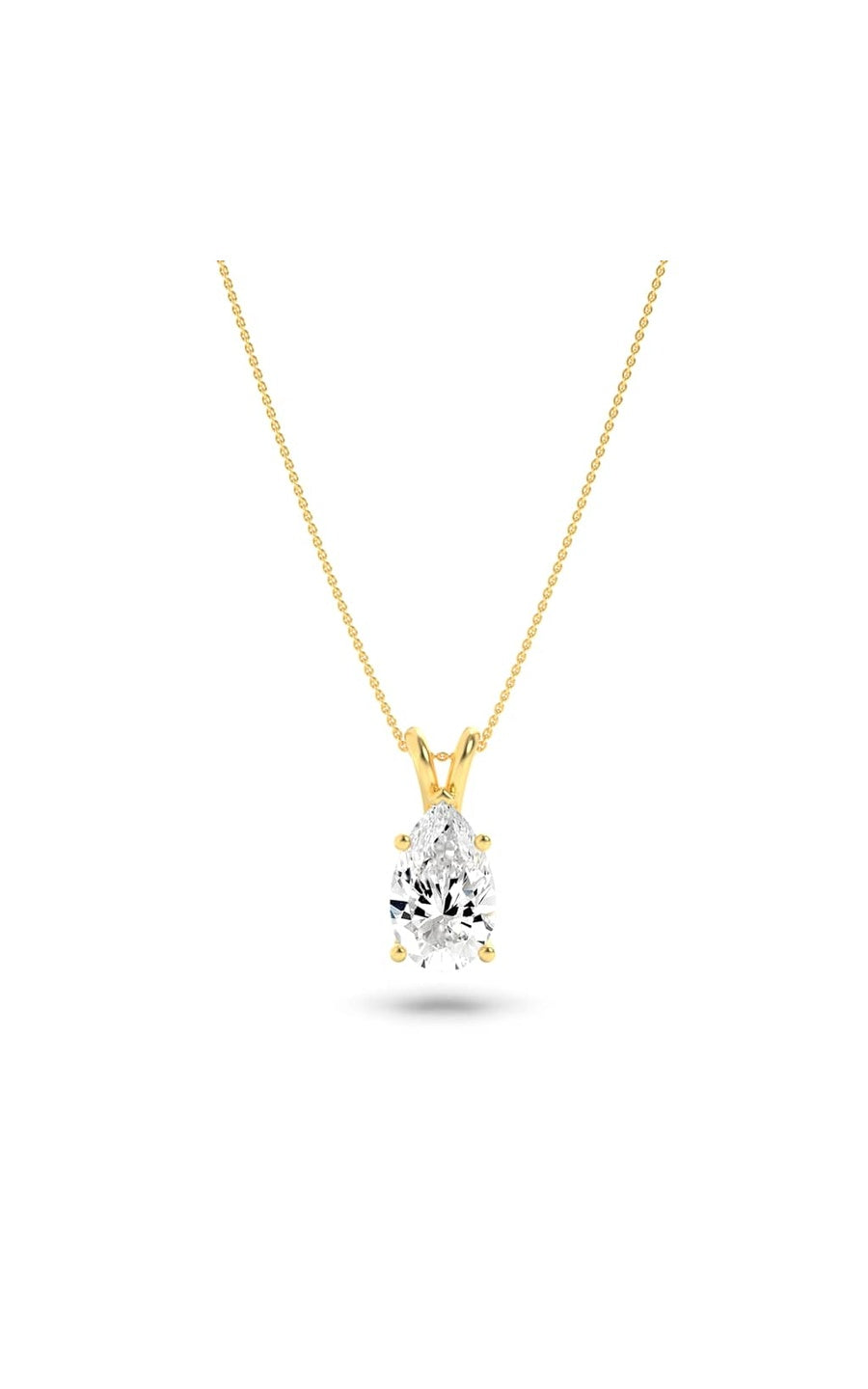 2Cttw Pear Shaped Lab Grown Diamond (F/VS) Split Bale Solitaire Pendant in 14K Gold