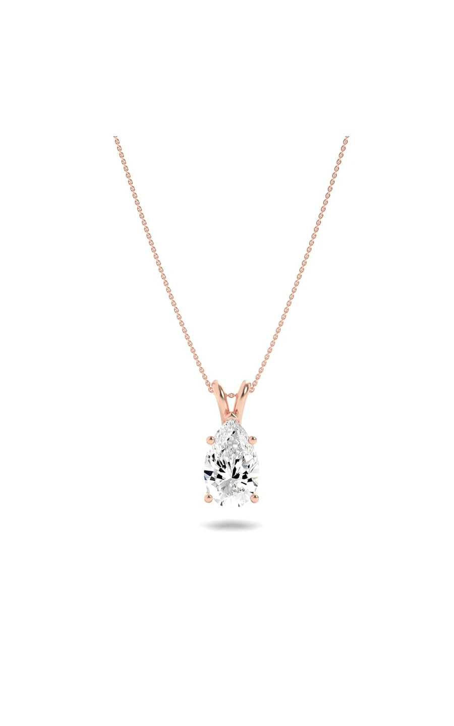 3Cttw Pear Shaped Lab Grown Diamond (F/VS) Split Bale Solitaire Pendant in 14K Gold