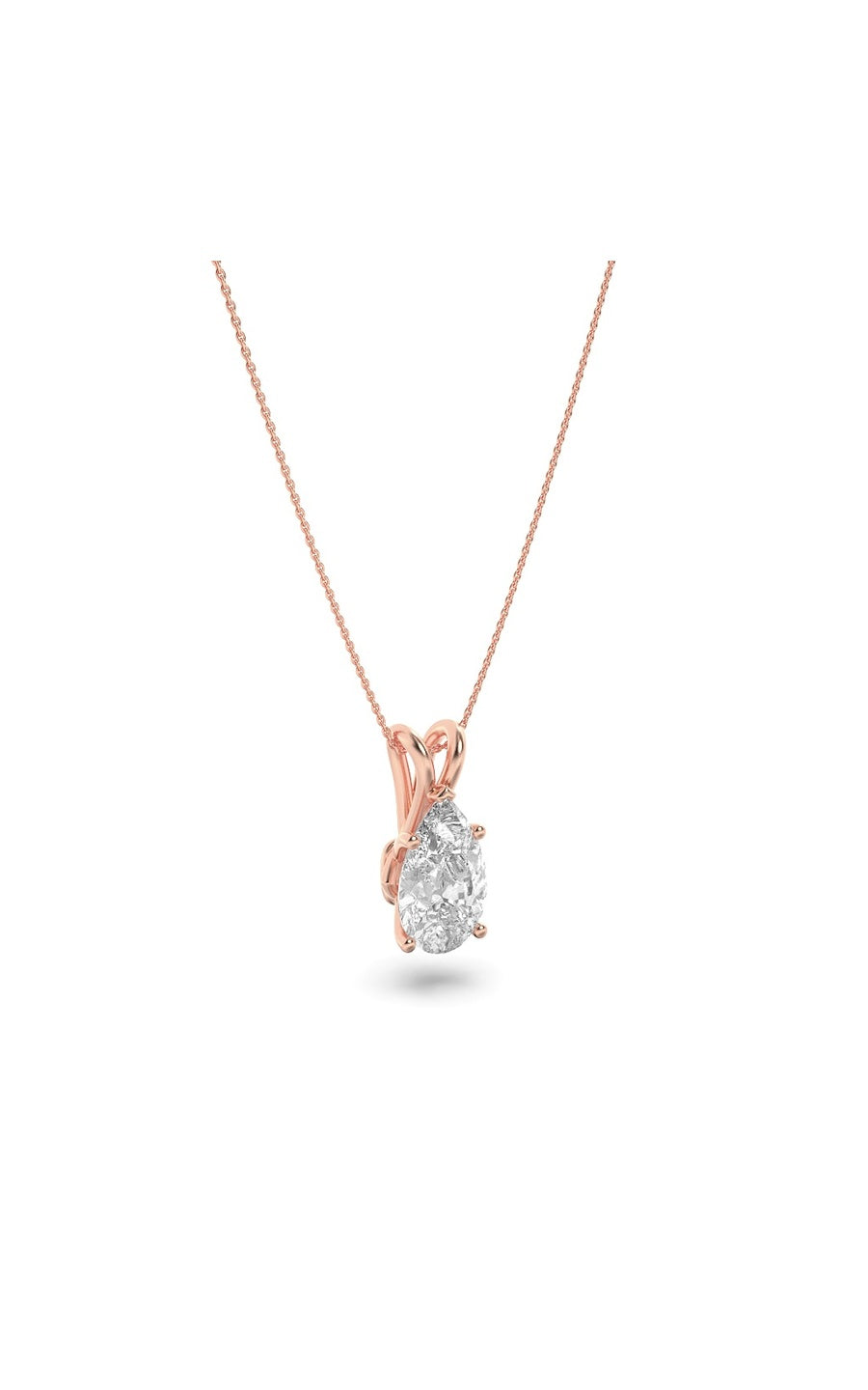 3Cttw Pear Shaped Lab Grown Diamond (F/VS) Split Bale Solitaire Pendant in 14K Gold