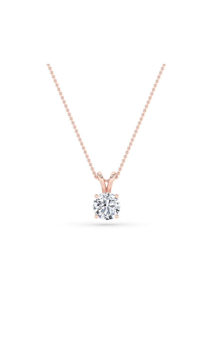 1Cttw Round Shaped Lab Grown Diamond (F/VS) SplitBale Solitaire Pendant in 14K Gold