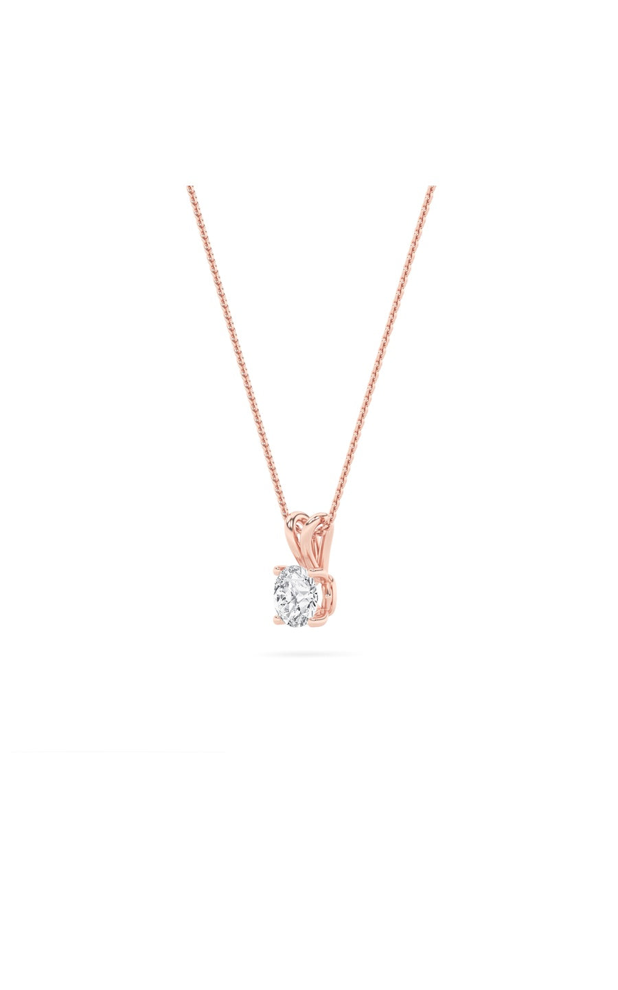 1Cttw Round Shaped Lab Grown Diamond (F/VS) SplitBale Solitaire Pendant in 14K Gold