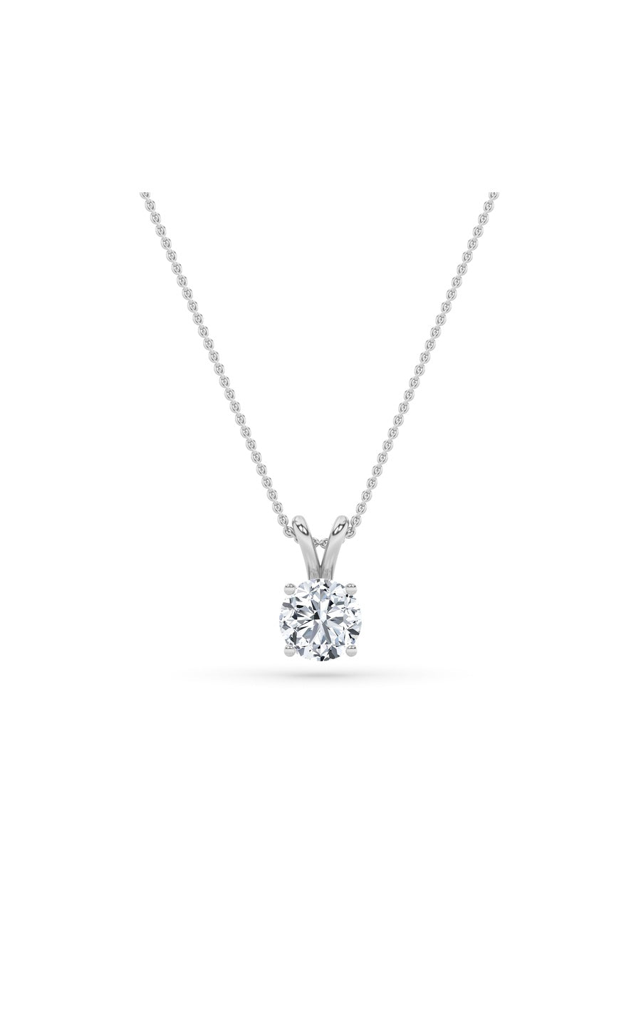 3Cttw Round Shaped Lab Grown Diamond (F/VS) SplitBale Solitaire Pendant in 14K Gold
