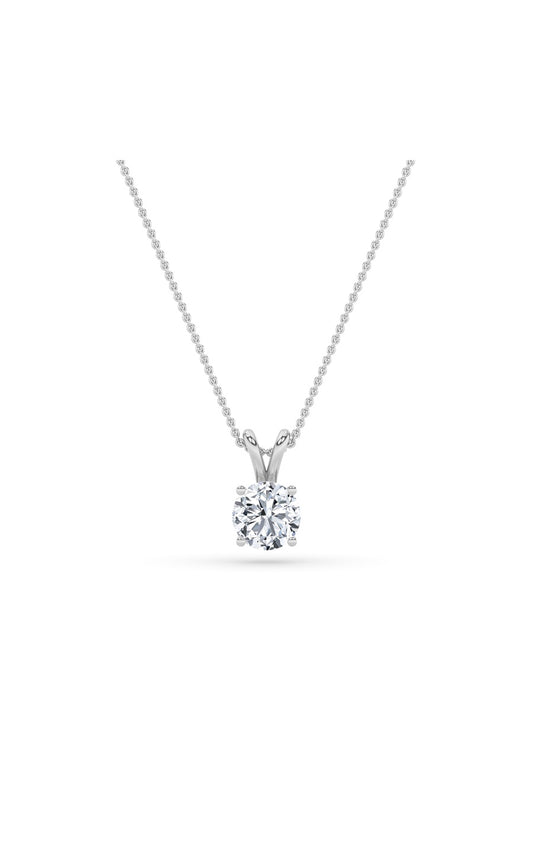 3Cttw Round Shaped Lab Grown Diamond (F/VS) SplitBale Solitaire Pendant in 14K Gold