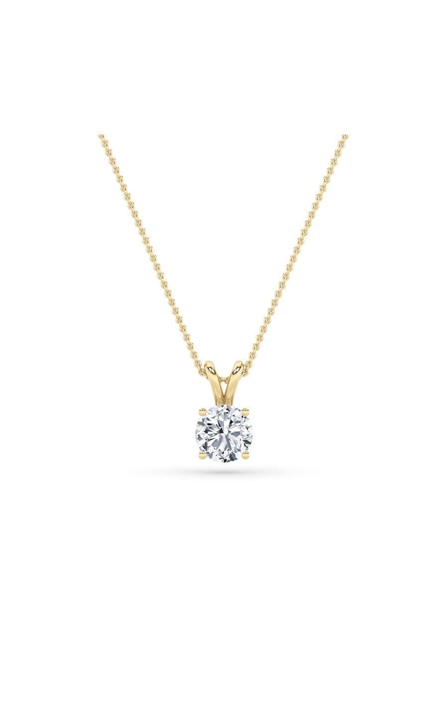 3Cttw Round Shaped Lab Grown Diamond (F/VS) SplitBale Solitaire Pendant in 14K Gold