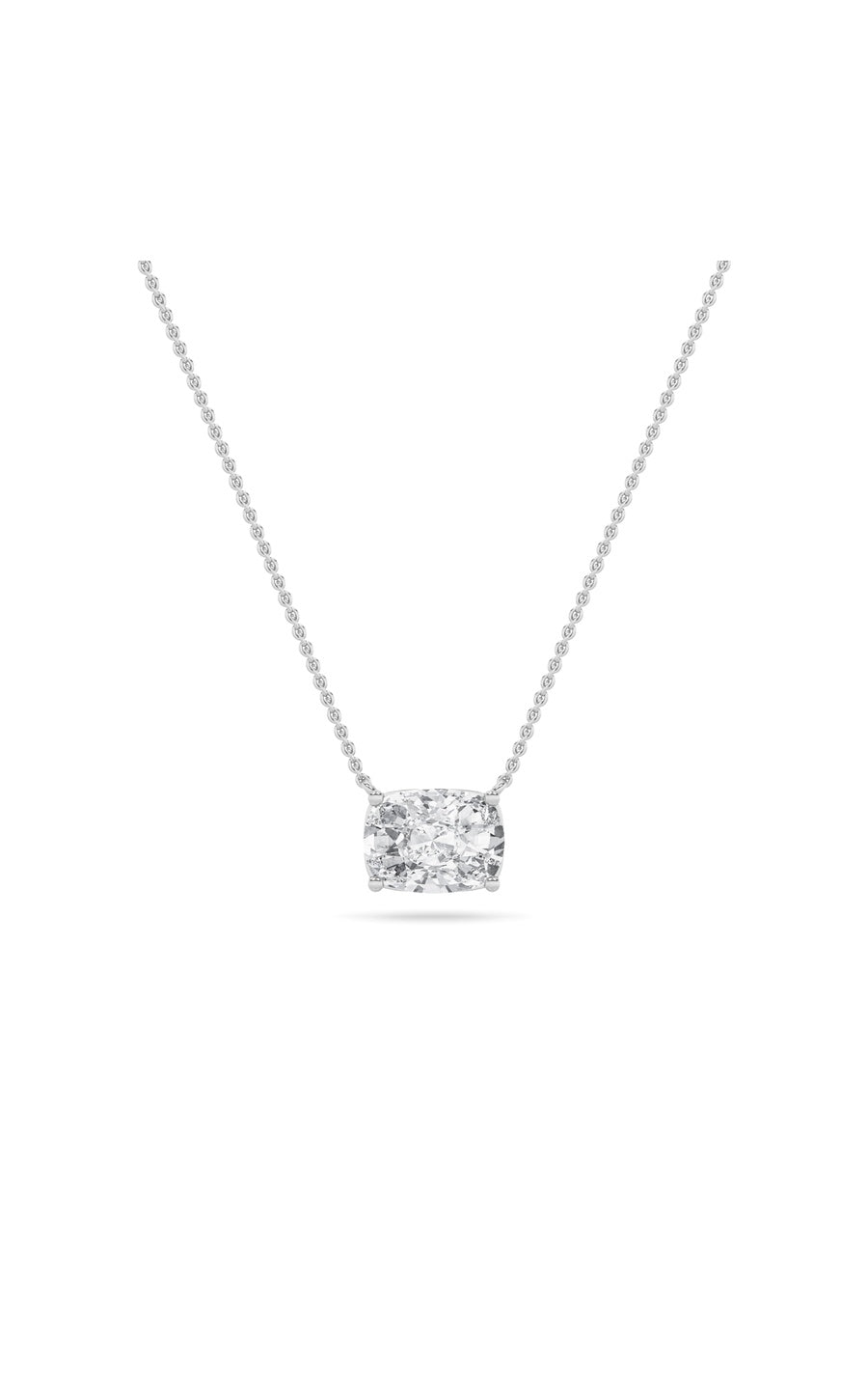 1Cttw Elongated Cushion Shaped Lab Grown Diamond (F/VS) East West Solitaire Necklace in 14K Gold