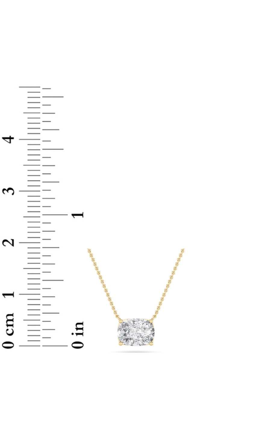 1Cttw Elongated Cushion Shaped Lab Grown Diamond (F/VS) East West Solitaire Necklace in 14K Gold