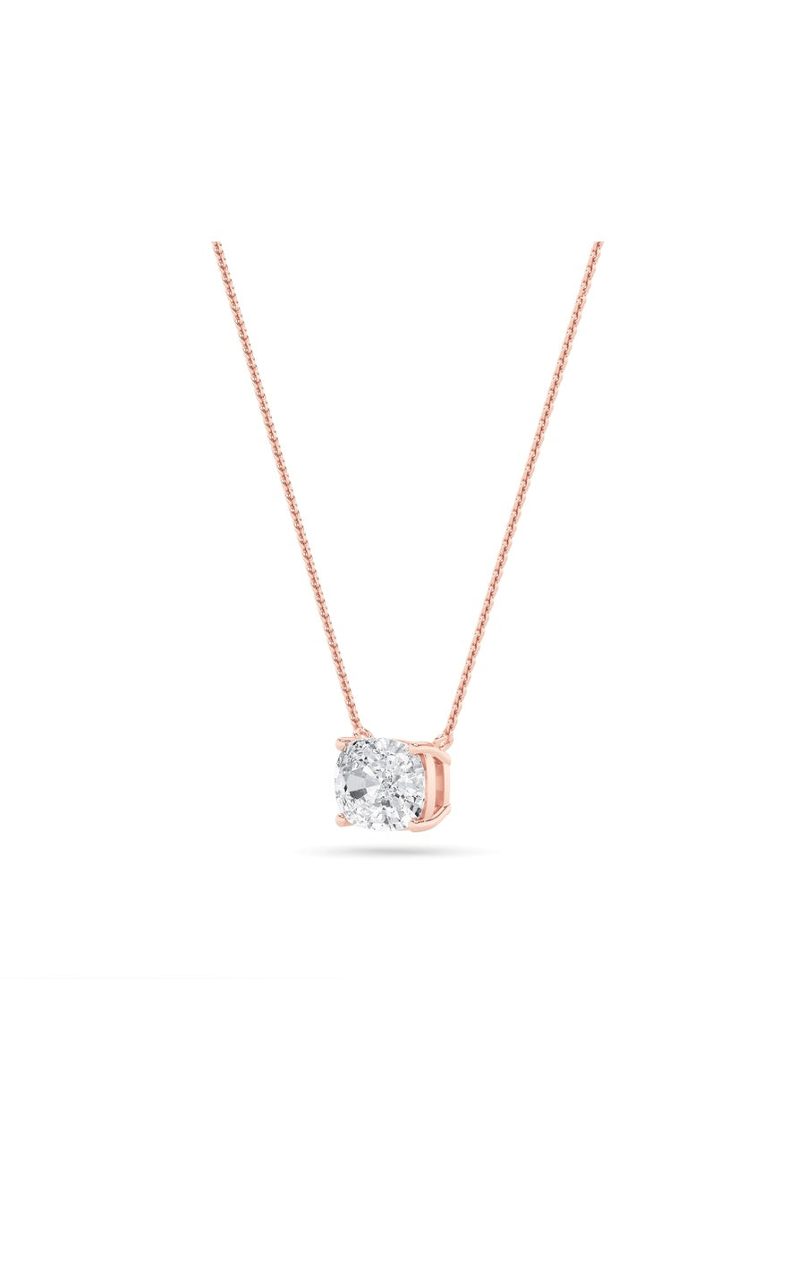 1Cttw Elongated Cushion Shaped Lab Grown Diamond (F/VS) East West Solitaire Necklace in 14K Gold