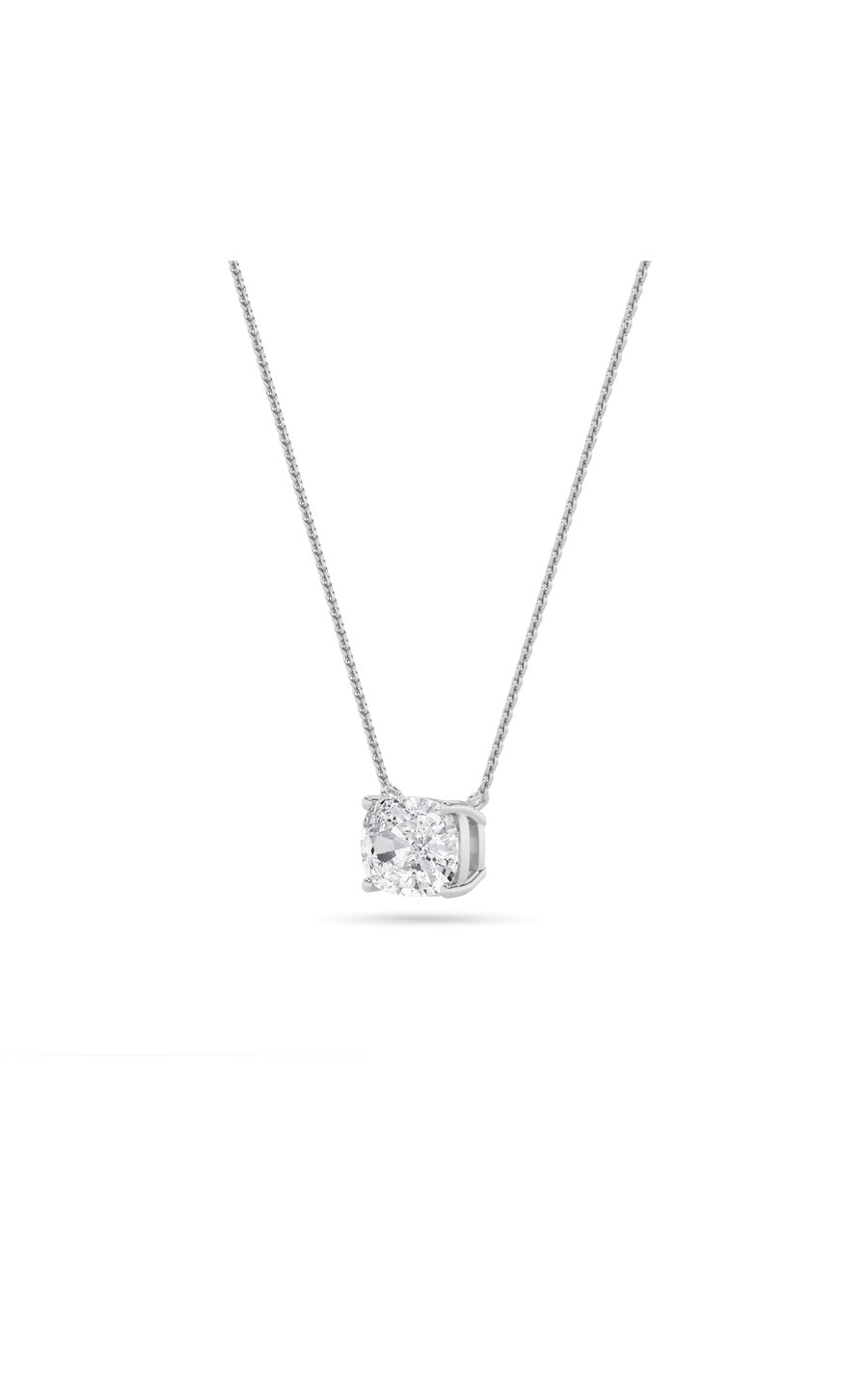 2Cttw Elongated Cushion Shaped Lab Grown Diamond (F/VS) East West Solitaire Necklace in 14K Gold