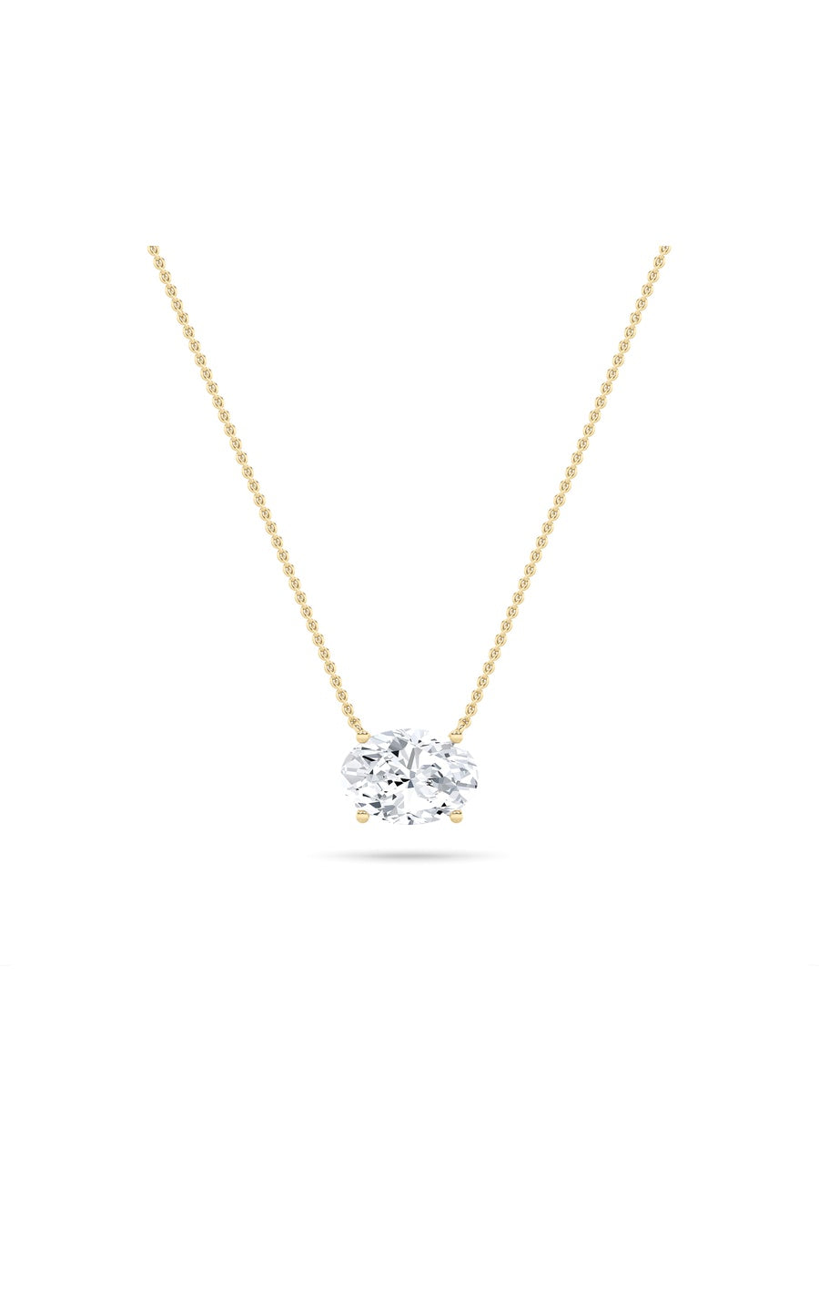1Cttw Oval Shaped Lab Grown Diamond (F/VS) East West Solitaire Necklace in 14K Gold