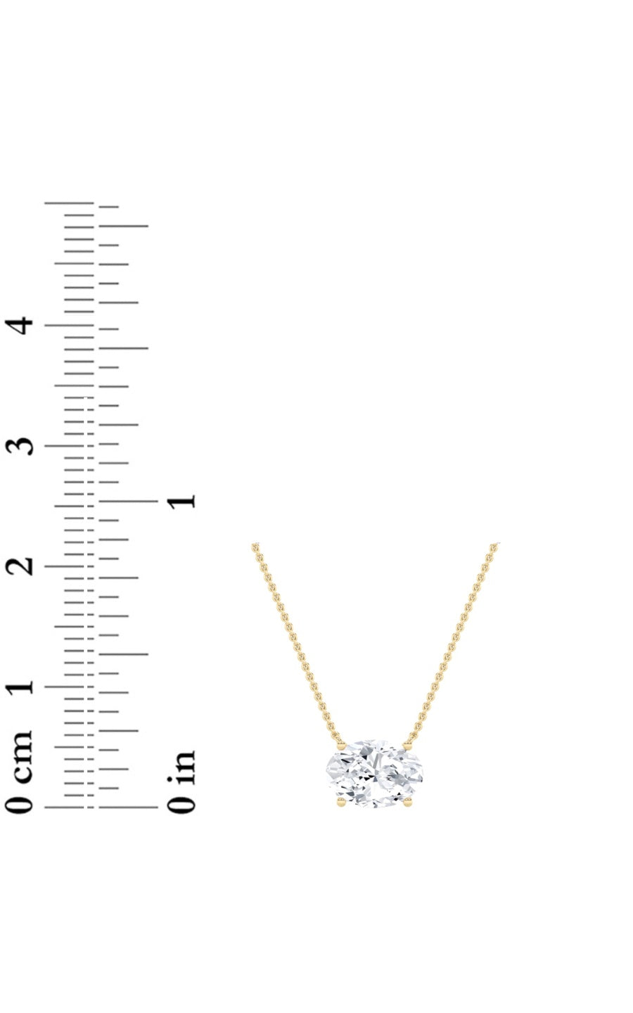 1Cttw Oval Shaped Lab Grown Diamond (F/VS) East West Solitaire Necklace in 14K Gold