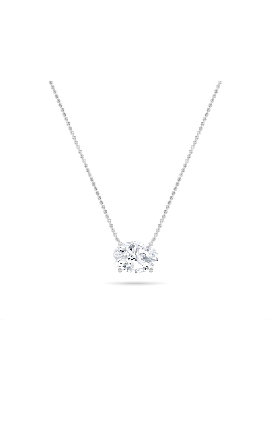 2Cttw Oval Shaped Lab Grown Diamond (F/VS) East West Solitaire Necklace in 14K Gold