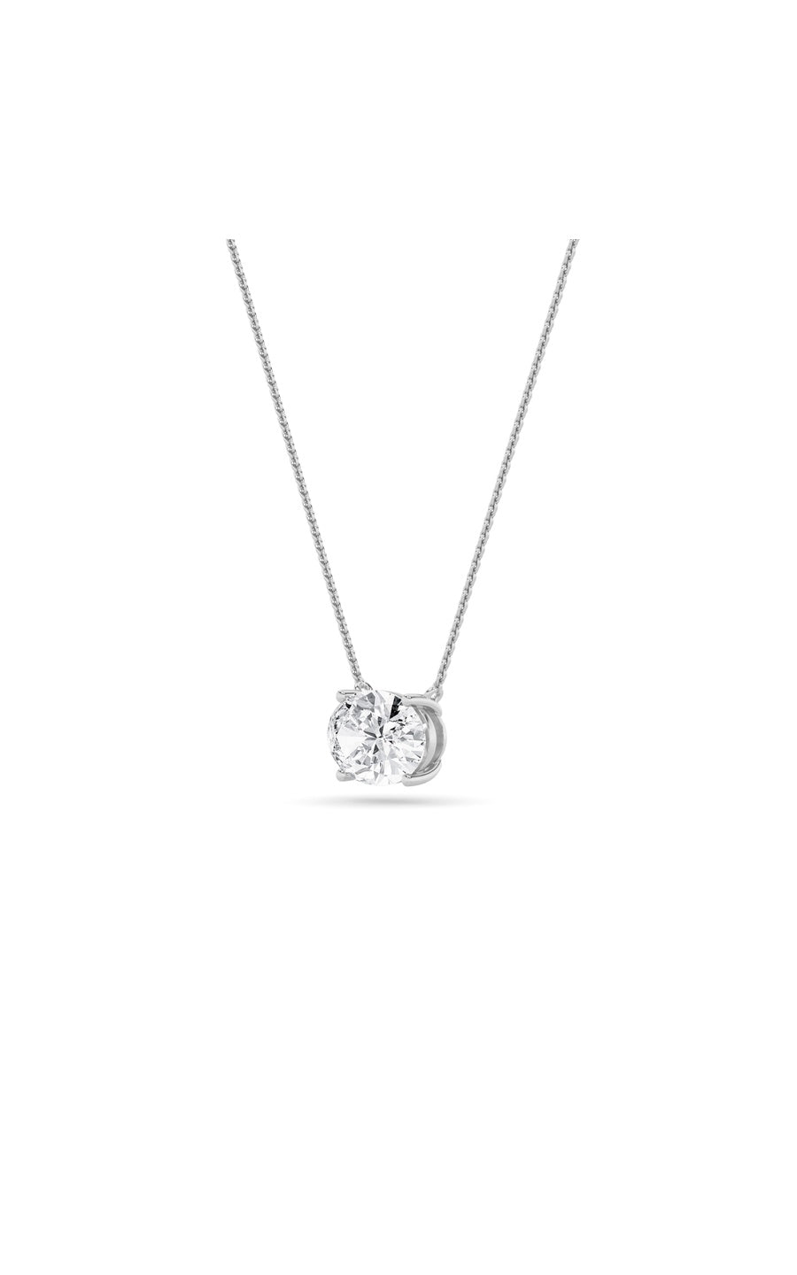 2Cttw Oval Shaped Lab Grown Diamond (F/VS) East West Solitaire Necklace in 14K Gold
