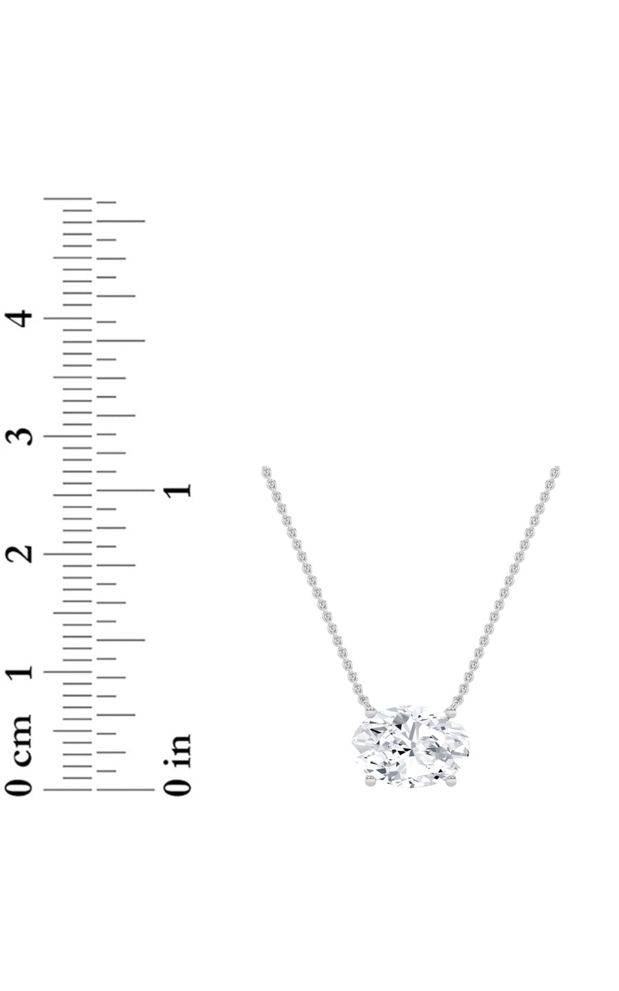 2Cttw Oval Shaped Lab Grown Diamond (F/VS) East West Solitaire Necklace in 14K Gold